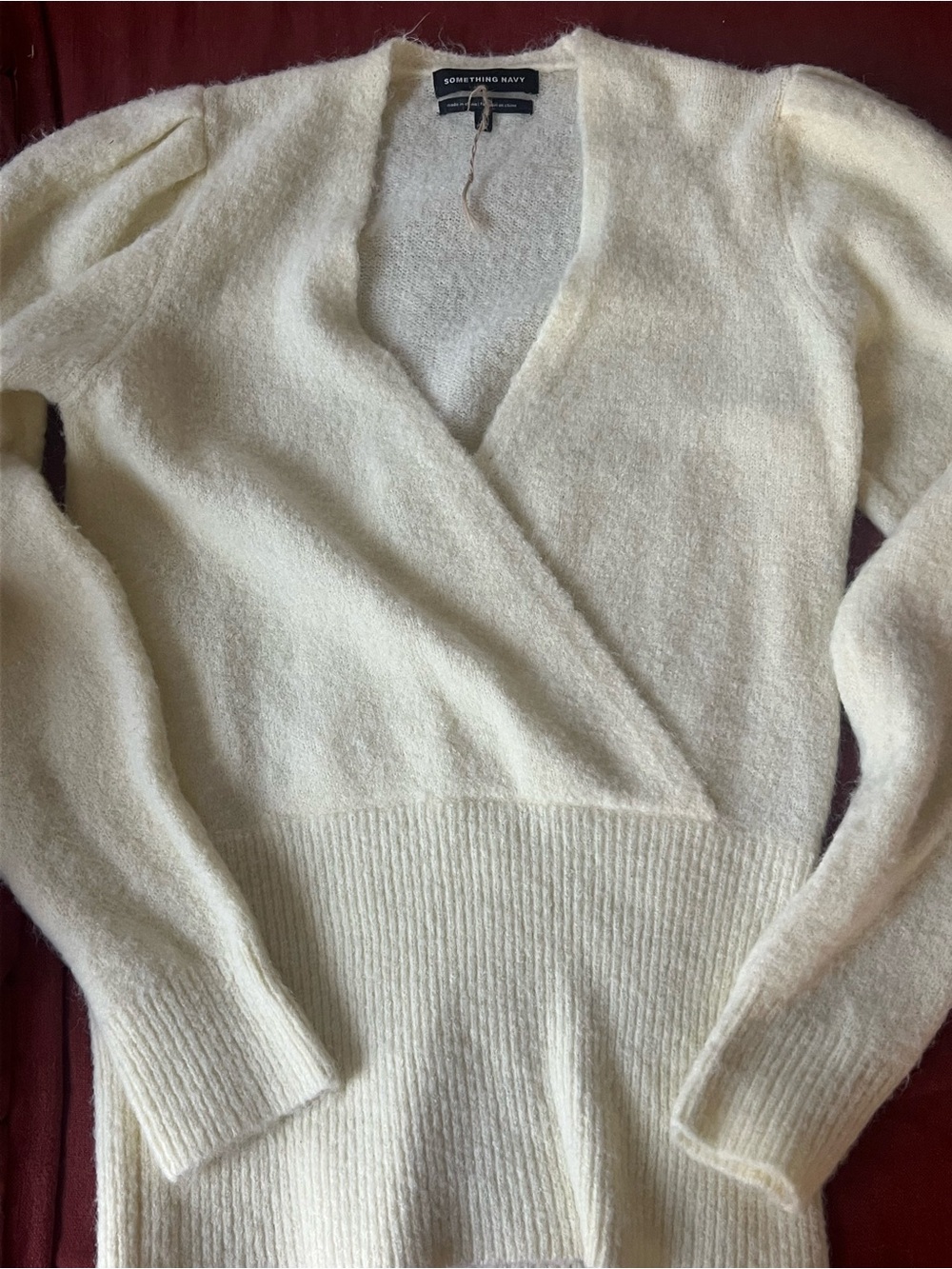 Something Pastel Yellow Wrap V-Neck Sweater
